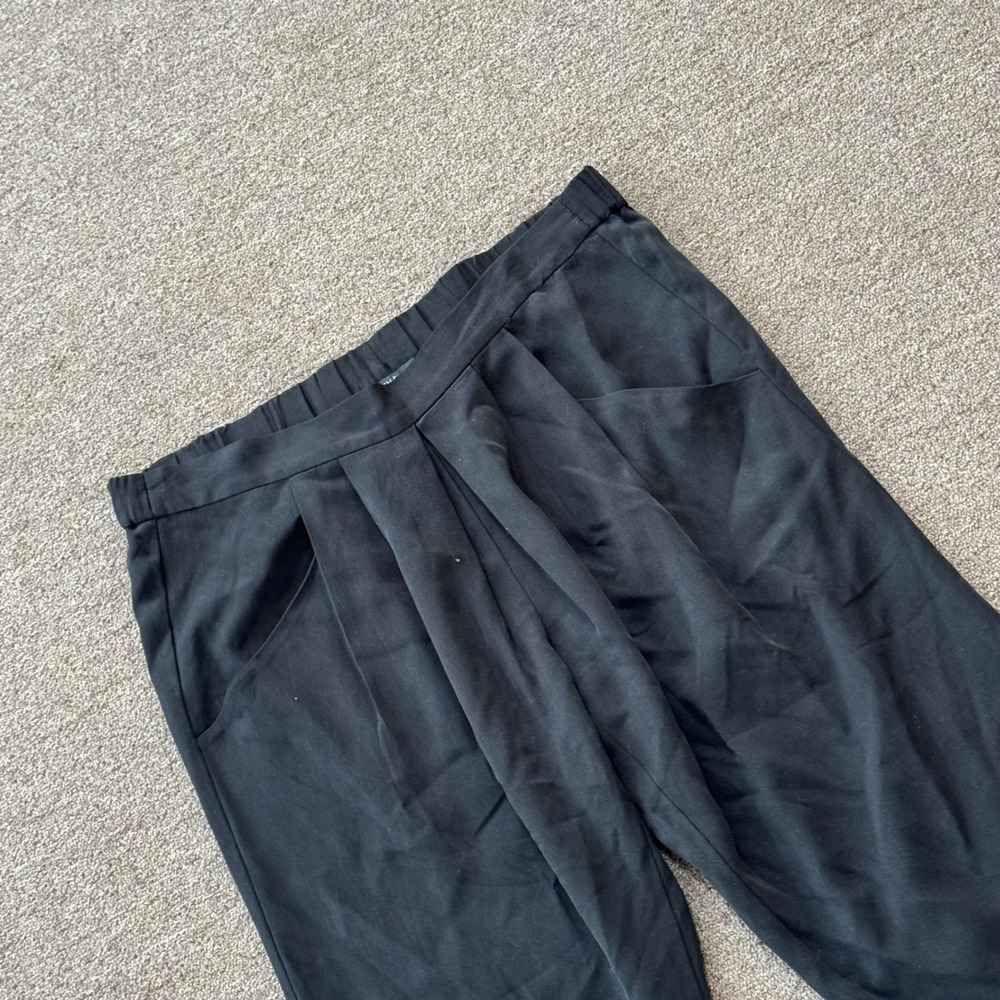 Eileen Fisher Black 100% Tencel Pleated‎ Tapered Pants XS F4LTT